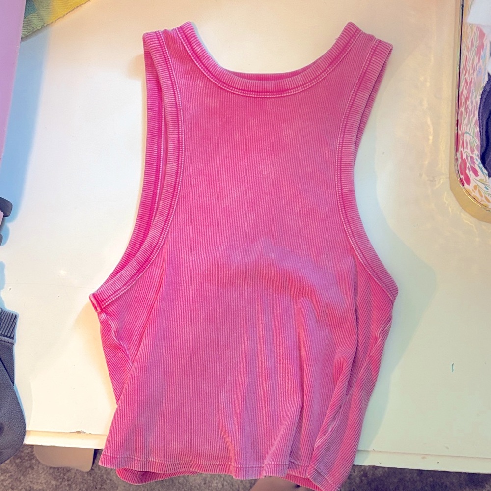 Altar'd State Pink Ribbed Tank Top